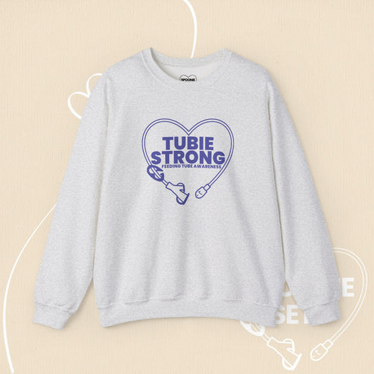 Tubie Strong Feeding Tube Heart Sweatshirt - Medical Awareness-Sweatshirt-2-28266605330139452484-S-Ash-Spoonie Sets