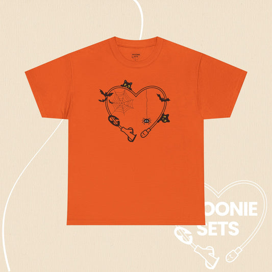 Halloween Feeding Tube Heart T-Shirt: Medical Awareness Tee-T-Shirt-2-55599917643545984065-Orange-S-Spoonie Sets