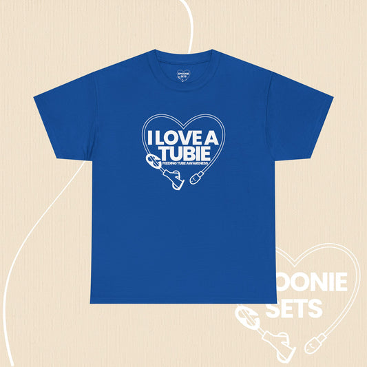 I Love a Tubie Feeding Tube Heart T-Shirt: Medical Awareness Tee-T-Shirt-2-33778463019791893778-Royal-S-Spoonie Sets