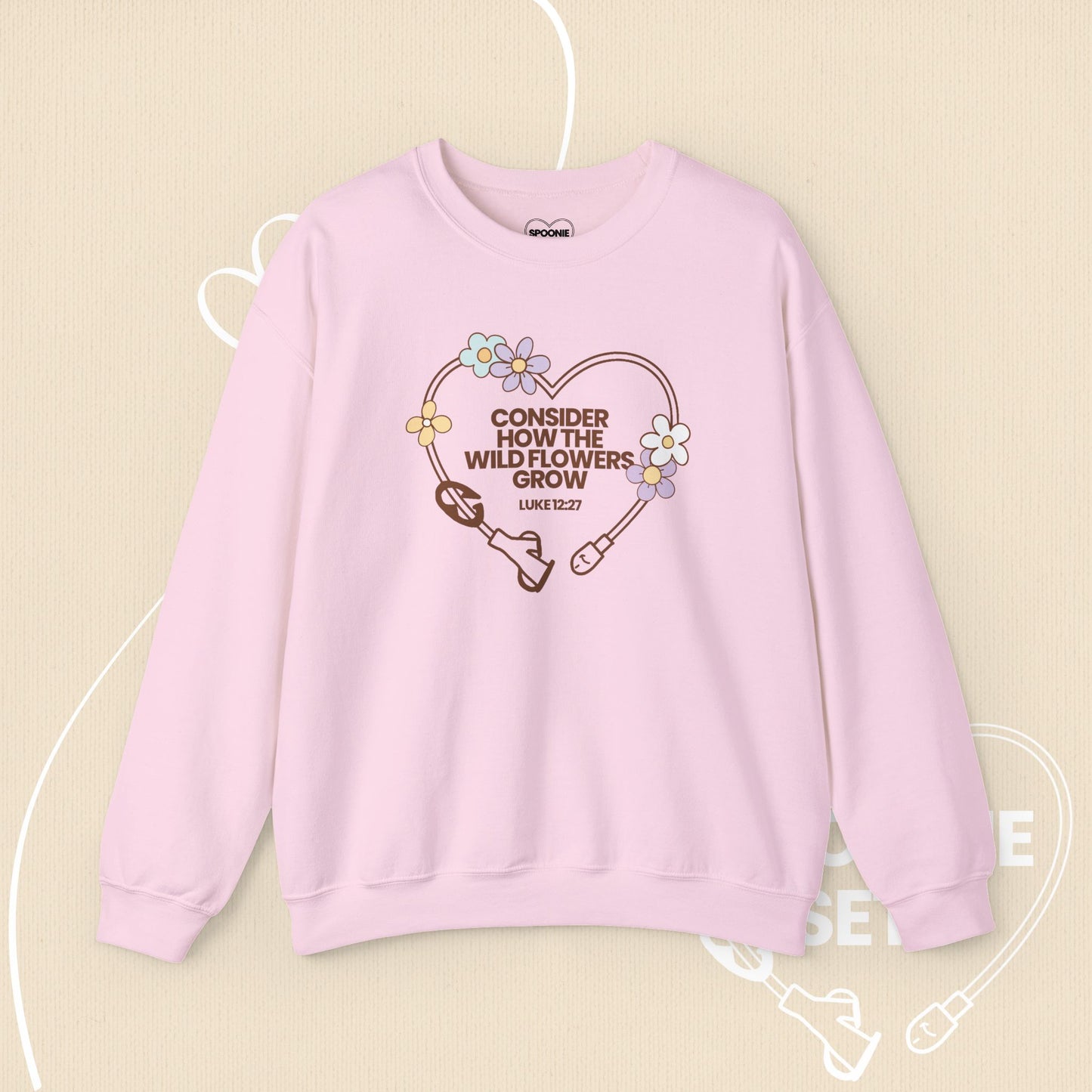 Wildflower Feeding Tube Heart Sweatshirt: Medical Awareness, Christian Faith