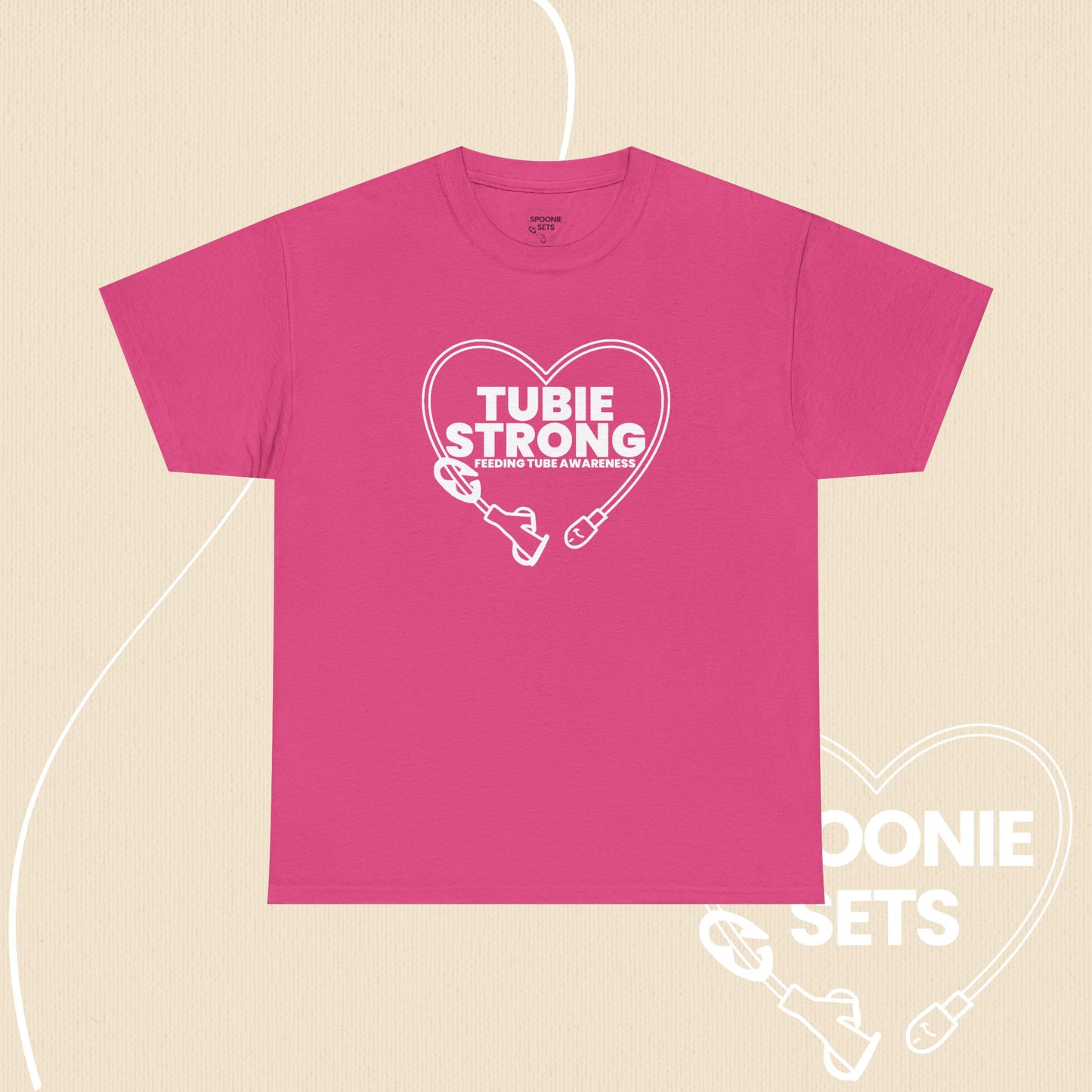 Tubie Strong T-Shirt: Feeding Tube Heart - Medical Awareness Tee