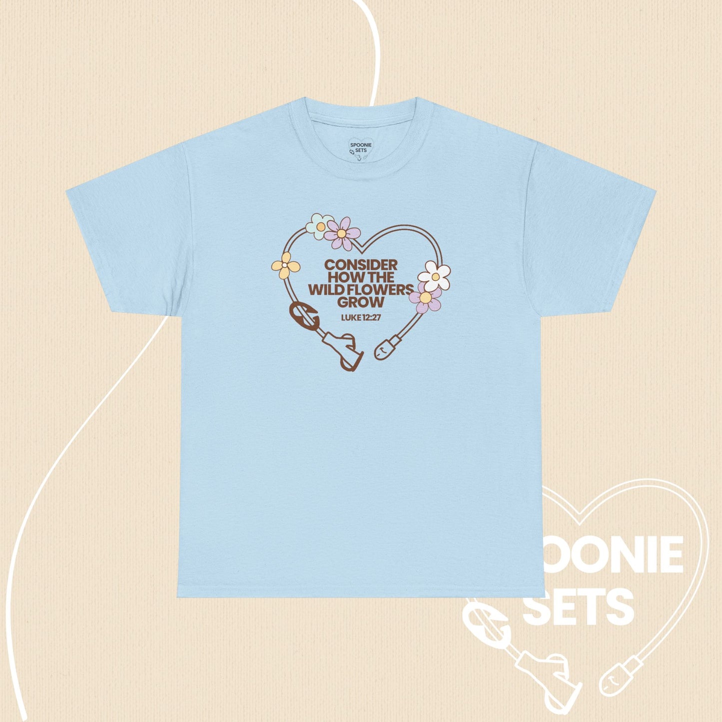 Wildflowers Feeding Tube Heart T-Shirt: Medical Awareness, Christian Faith