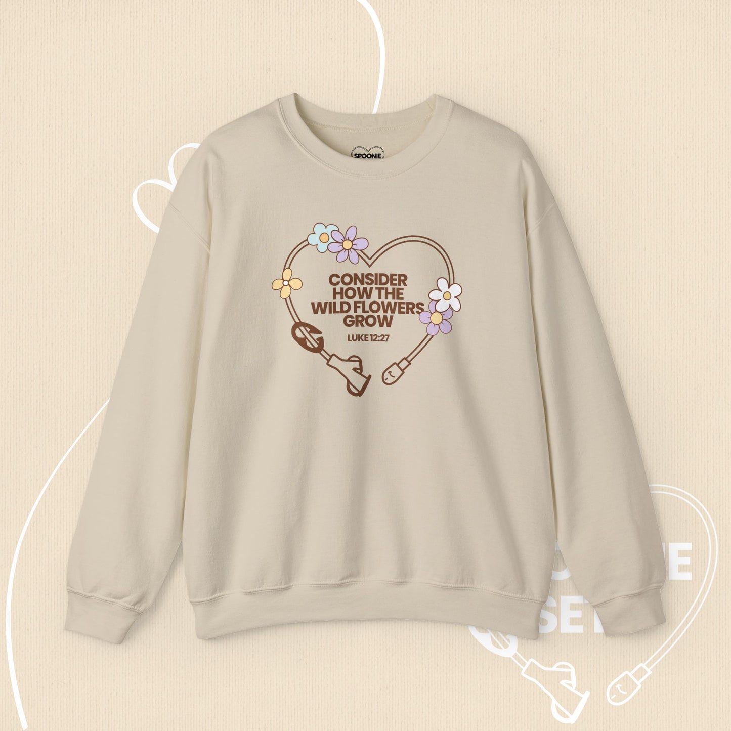 Wildflower Feeding Tube Heart Sweatshirt: Medical Awareness, Christian Faith
