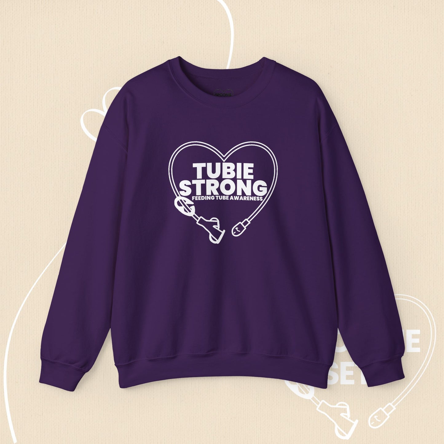 Tubie Strong Feeding Tube Heart Sweatshirt - Medical Awareness