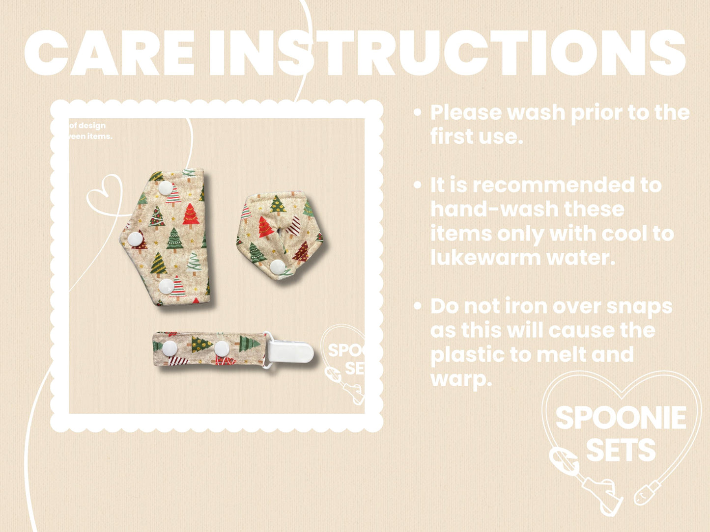 Port Cover - Cream Metallic Christmas Trees for G/GJ/J Feeding Tubes-3-Spoonie Sets