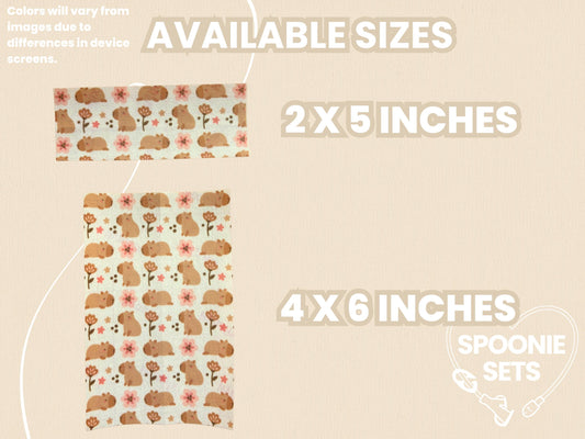 Floral Tubie Tape: Pink Tulips, Neutral Daisies, Wildflowers - Decorative Tape for Feeding Tubes-2-Spoonie Sets