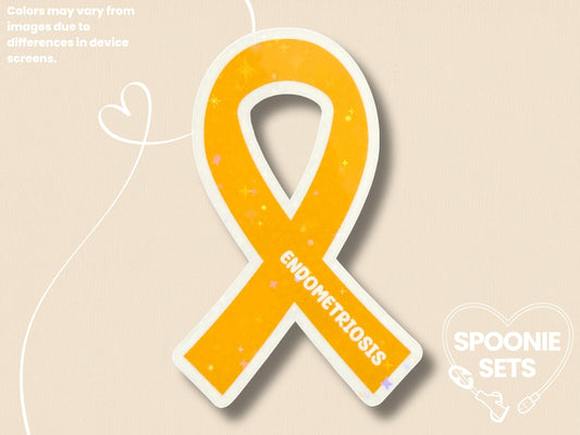 Endometriosis Awareness Ribbon Sticker: Women's Health Invisible Illness Support-1-STK-HOL-001-004-Holographic-Spoonie Sets