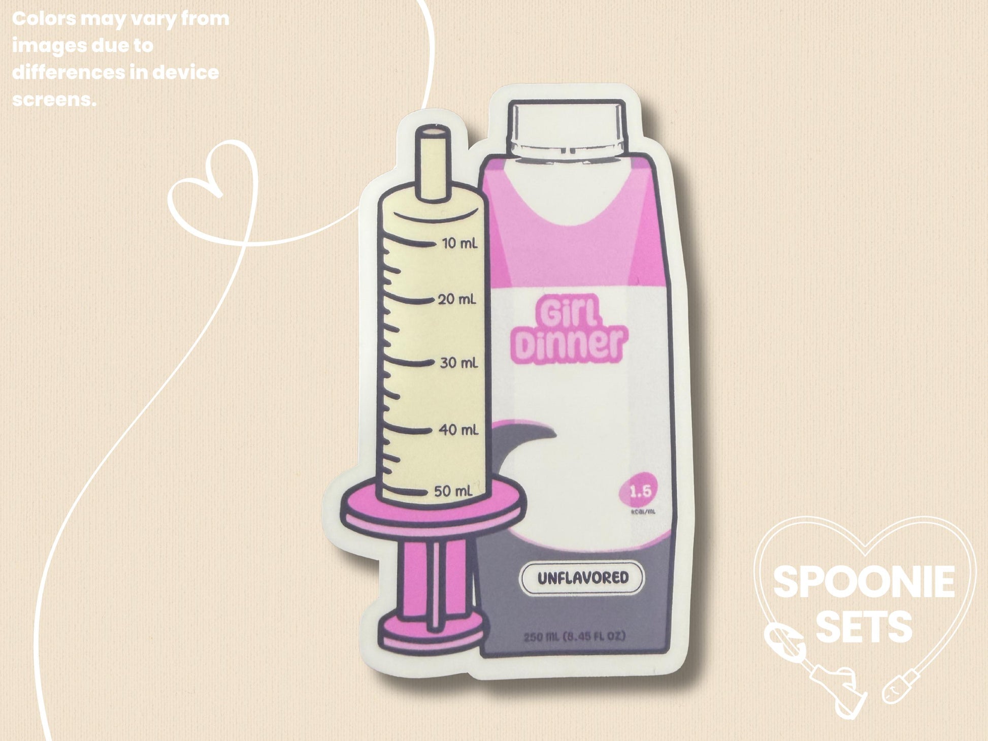 Girl Dinner Formula Bottle and Syringe Sticker: Holo Glitter Tubie Decal-2-STK-GLO-004-010-Glossy-Spoonie Sets