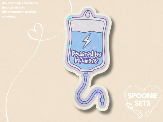 Powered by IV Infusions Sticker: Chronic Illness Support Decal v2-1-Spoonie Sets