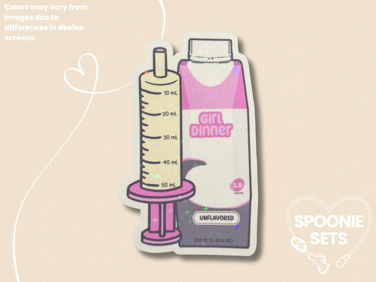 Girl Dinner Formula Bottle and Syringe Sticker: Holo Glitter Tubie Decal-1-STK-HOL-004-010-Holographic-Spoonie Sets