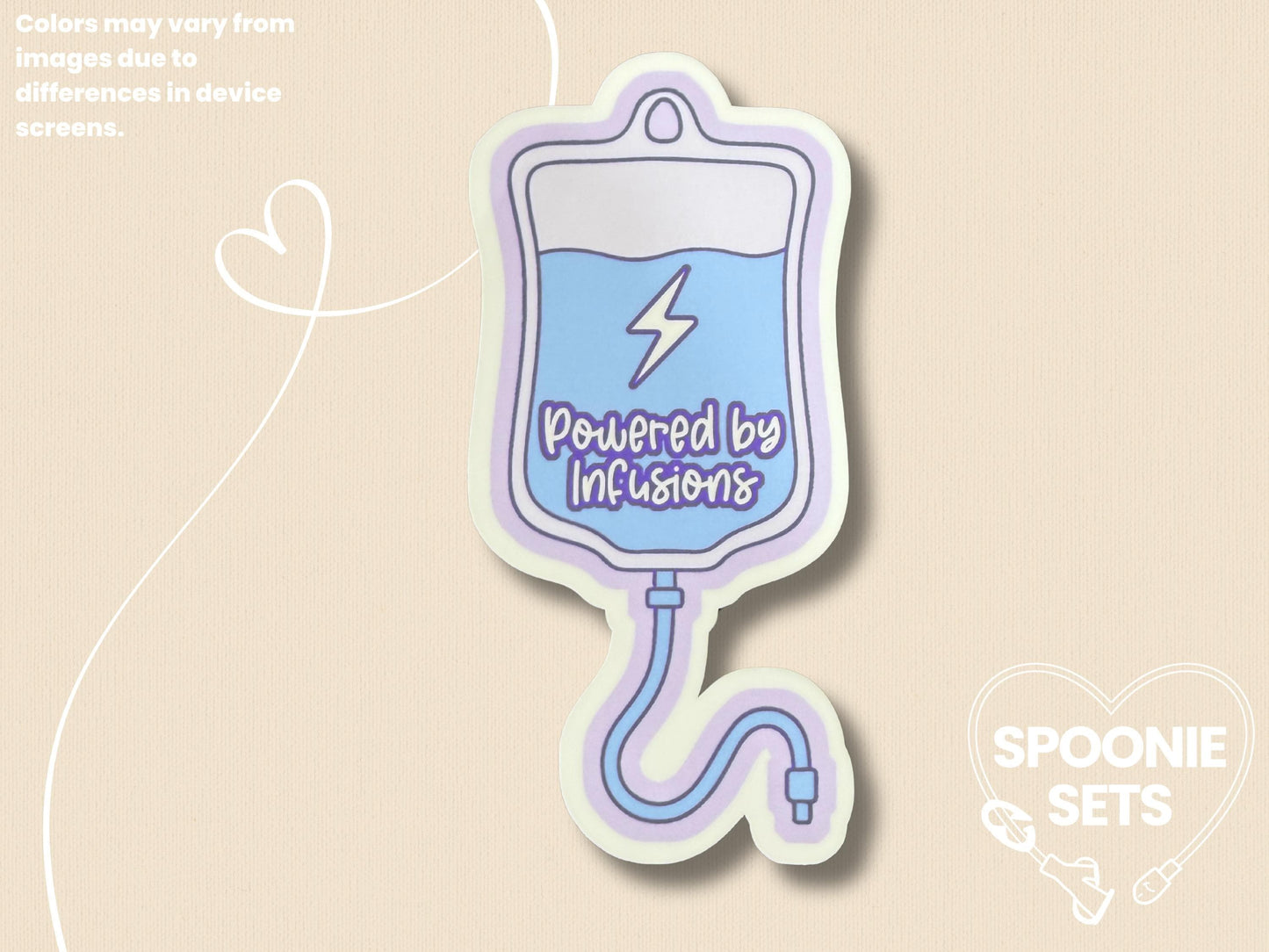 Powered by IV Infusions Sticker: Chronic Illness Support Decal v2-3-Spoonie Sets