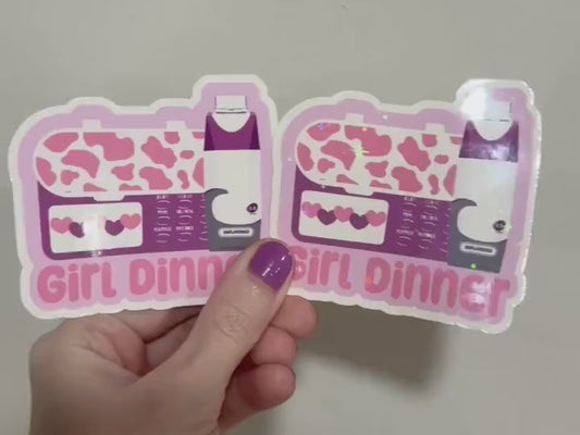 Girl Dinner Infinity Feeding Tube Pump and Formula Sticker: Holo Glitter Tubie Decal