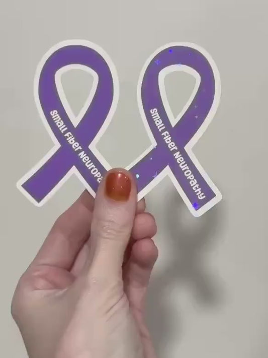 Small Fiber Neuropathy Awareness Sticker: Purple Ribbon Decal