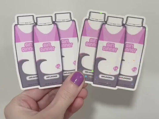 Girl Dinner Formula Bottles Sticker: Holo Glitter Tubie Decal