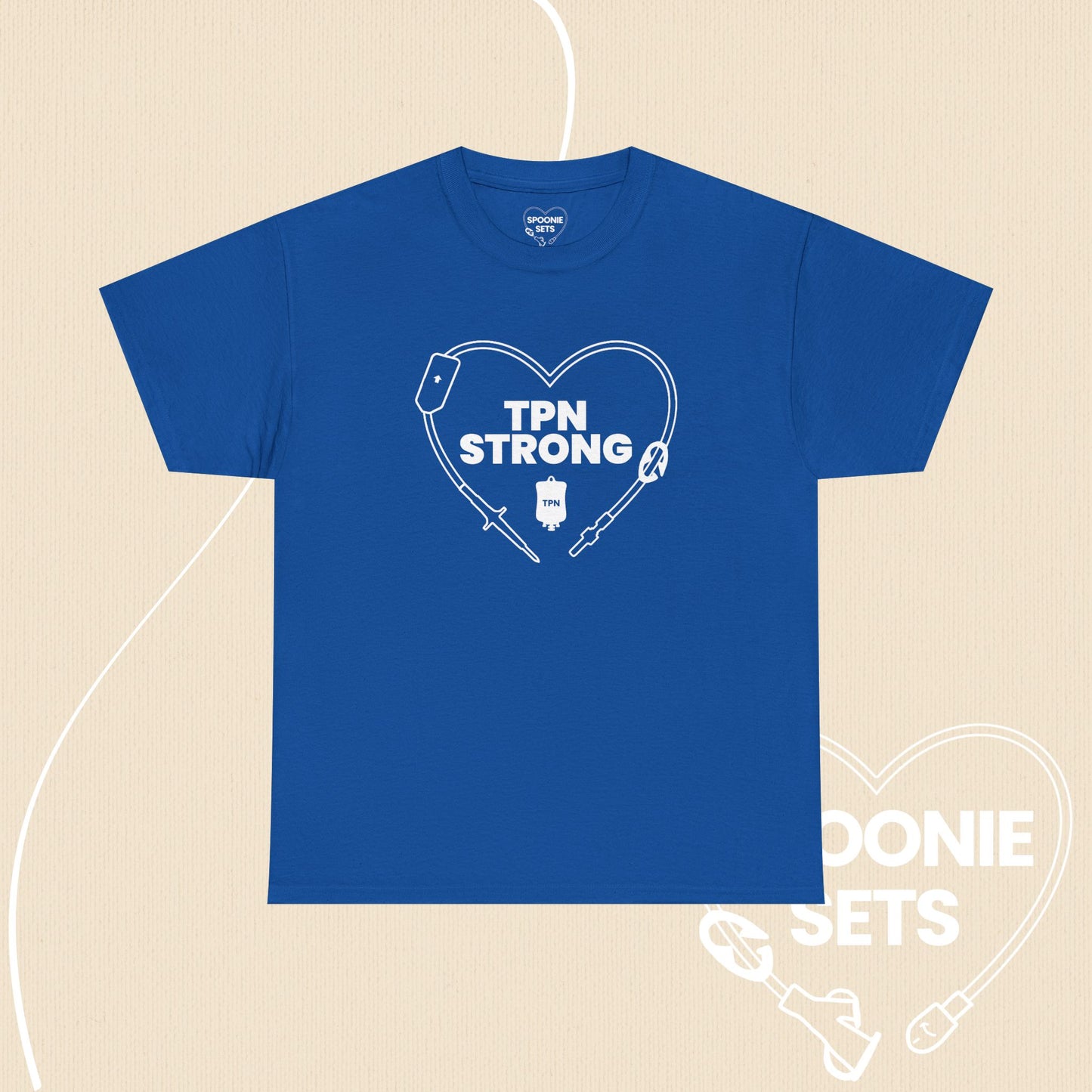 TPN Strong Heart T-Shirt: Parenteral Nutrition Awareness-T-Shirt-2-26401475745346025391-Royal-S-Spoonie Sets