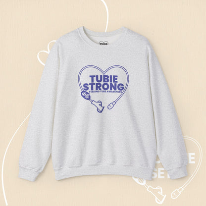 Tubie Strong Feeding Tube Heart Sweatshirt - Medical Awareness-Sweatshirt-2-28266605330139452484-S-Ash-Spoonie Sets