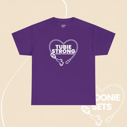 Tubie Strong T-Shirt: Feeding Tube Heart - Medical Awareness Tee-T-Shirt-6-29132545333037648437-Purple-S-Spoonie Sets
