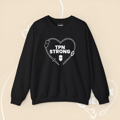 TPN Strong Heart Sweatshirt: Chronic Illness & Parenteral Nutrition Awareness-Sweatshirt-1-31850368606232386037-S-Black-Spoonie Sets