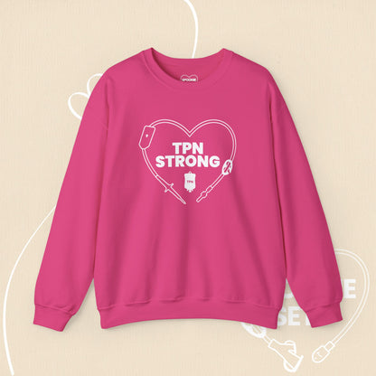TPN Strong Heart Sweatshirt: Chronic Illness & Parenteral Nutrition Awareness-Sweatshirt-4-12635240462750222712-S-Heliconia-Spoonie Sets