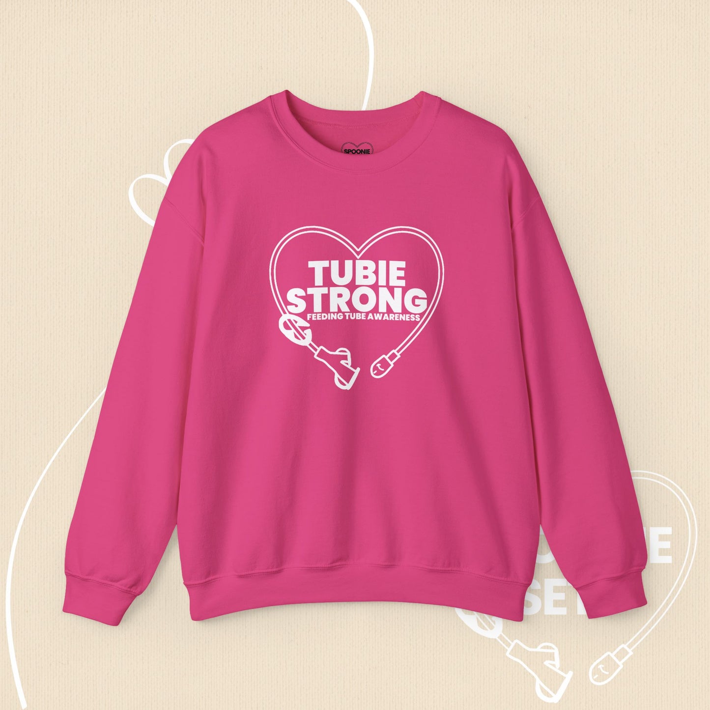 Tubie Strong Feeding Tube Heart Sweatshirt - Medical Awareness