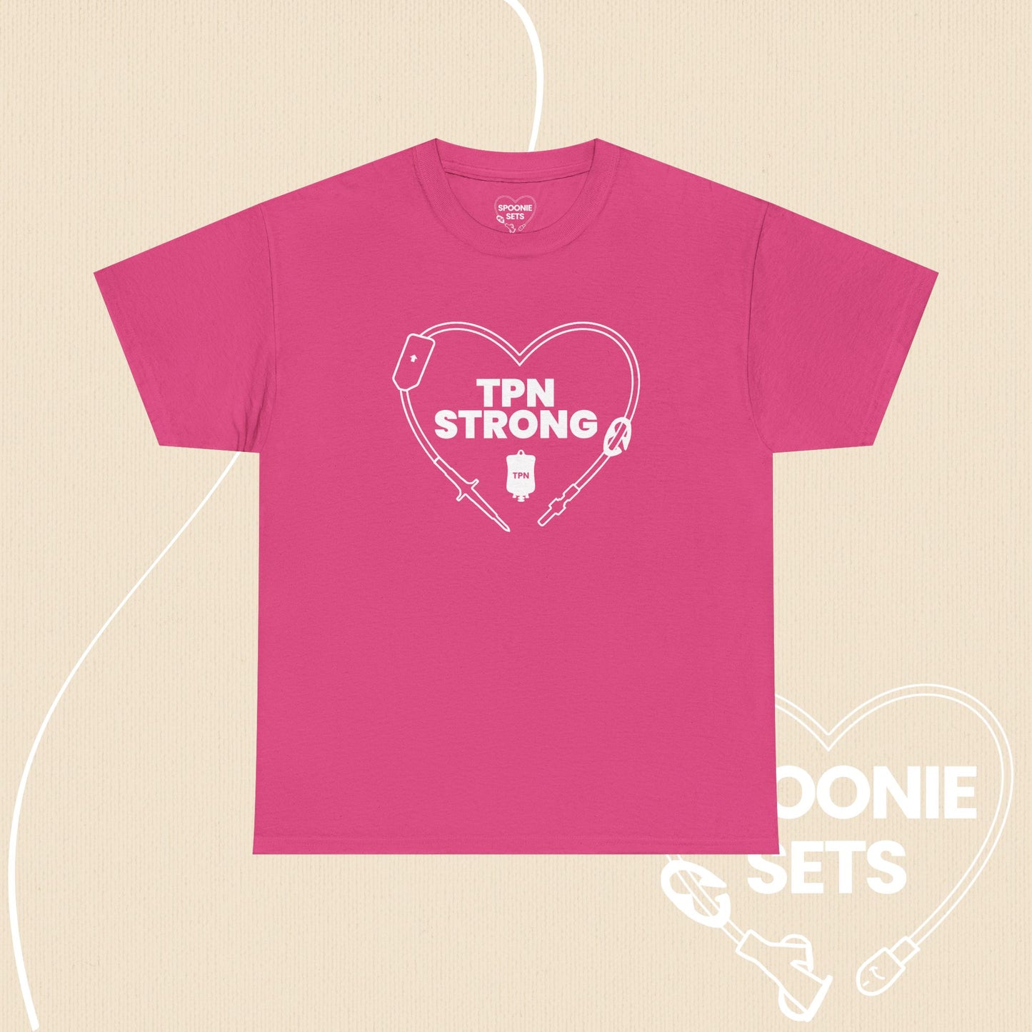TPN Strong Heart T-Shirt: Parenteral Nutrition Awareness-T-Shirt-4-10171431967579462984-Heliconia-S-Spoonie Sets
