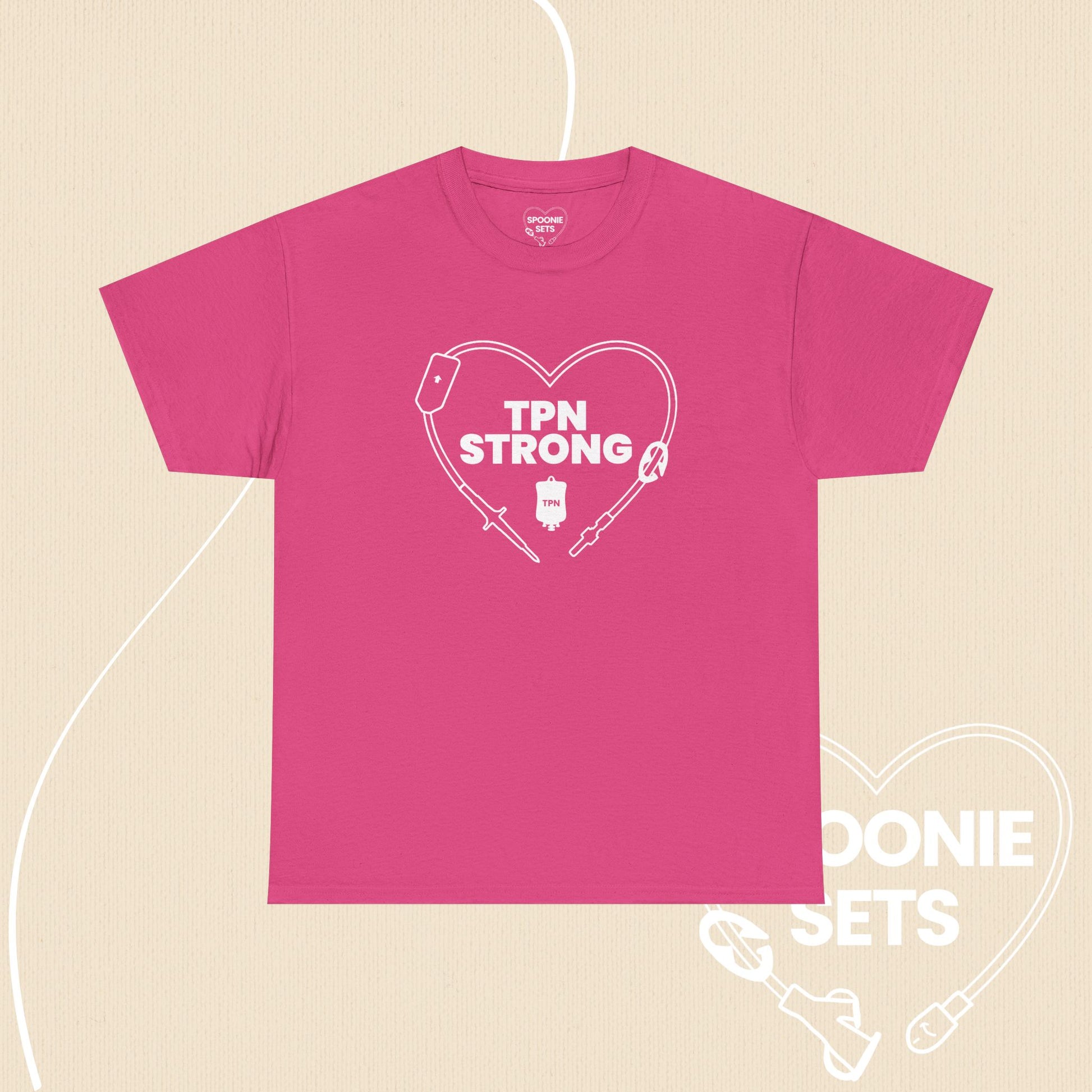 TPN Strong Heart T-Shirt: Parenteral Nutrition Awareness-T-Shirt-4-10171431967579462984-Heliconia-S-Spoonie Sets