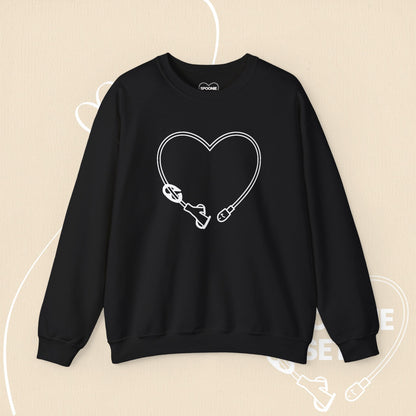 Feeding Tube Heart Sweatshirt - Medical Awareness - Chronic Illness Support-Sweatshirt-1-16554754541507306592-S-Black-Spoonie Sets