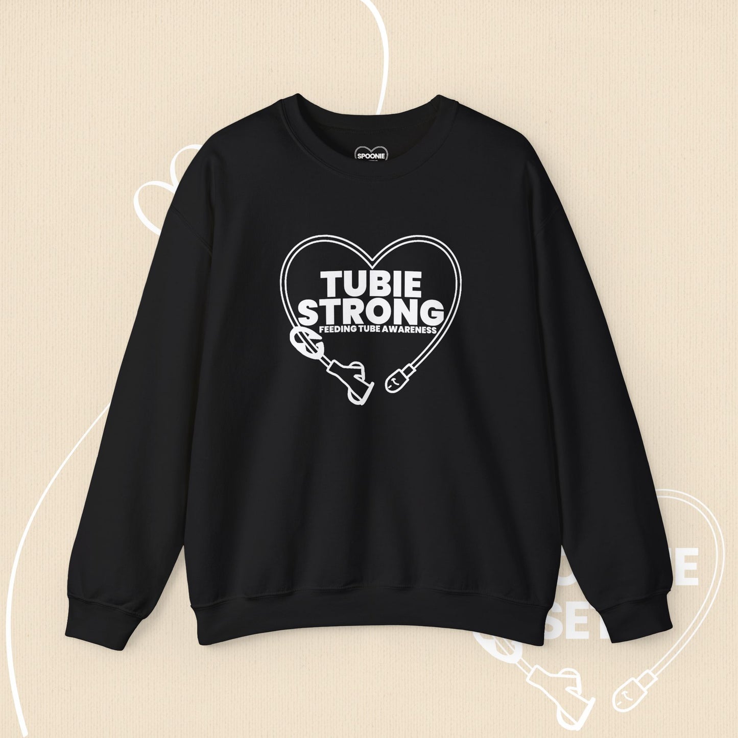 Tubie Strong Feeding Tube Heart Sweatshirt - Medical Awareness