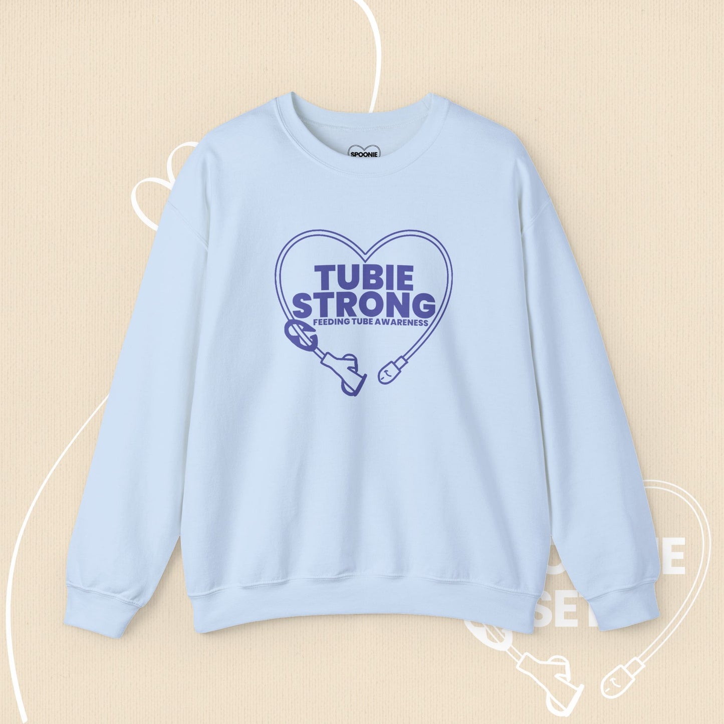 Tubie Strong Feeding Tube Heart Sweatshirt - Medical Awareness