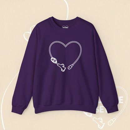 Feeding Tube Heart Sweatshirt - Medical Awareness - Chronic Illness Support-Sweatshirt-3-10012395118721664874-S-Purple-Spoonie Sets