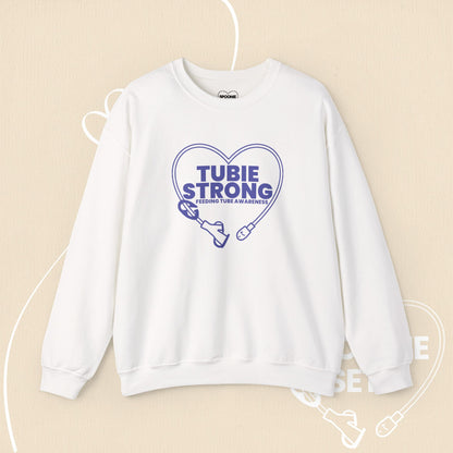 Tubie Strong Feeding Tube Heart Sweatshirt - Medical Awareness-Sweatshirt-1-20639581755667853617-S-White-Spoonie Sets