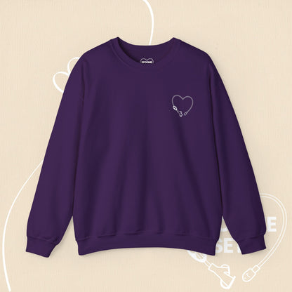 Heart Feeding Tube Sweatshirt: Medical Awareness, Chronic Illness Support-Sweatshirt-3-25994864584855683340-S-Purple-Spoonie Sets