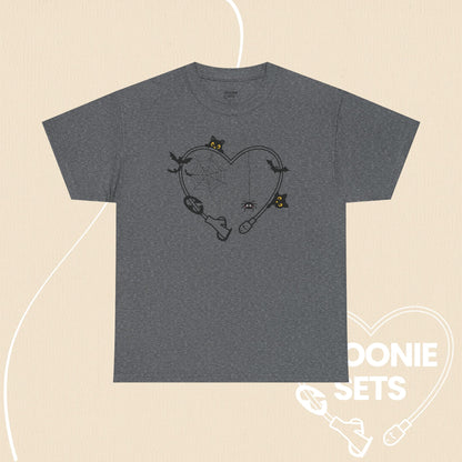 Halloween Feeding Tube Heart T-Shirt: Medical Awareness Tee-T-Shirt-3-43949451005912878687-Graphite Heather-S-Spoonie Sets