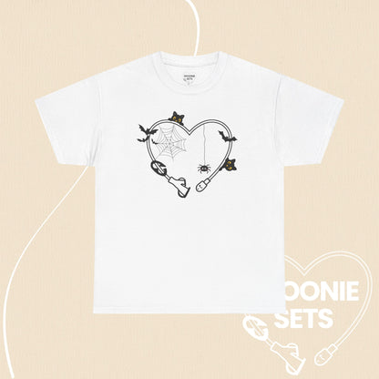 Halloween Feeding Tube Heart T-Shirt: Medical Awareness Tee-T-Shirt-1-30961684326824631568-White-S-Spoonie Sets