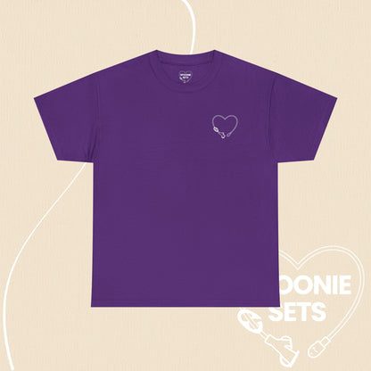 Heart Feeding Tube T-Shirt: Medical Awareness, Chronic Illness Tee-T-Shirt-3-10210710310554672189-Purple-S-Spoonie Sets