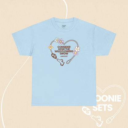 Wildflowers Feeding Tube Heart T-Shirt: Medical Awareness, Christian Faith-T-Shirt-2-23926614219618758408-Light Blue-S-Spoonie Sets