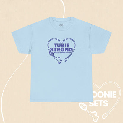 Tubie Strong T-Shirt: Feeding Tube Heart - Medical Awareness Tee-T-Shirt-4-11903938546691447161-Light Blue-S-Spoonie Sets
