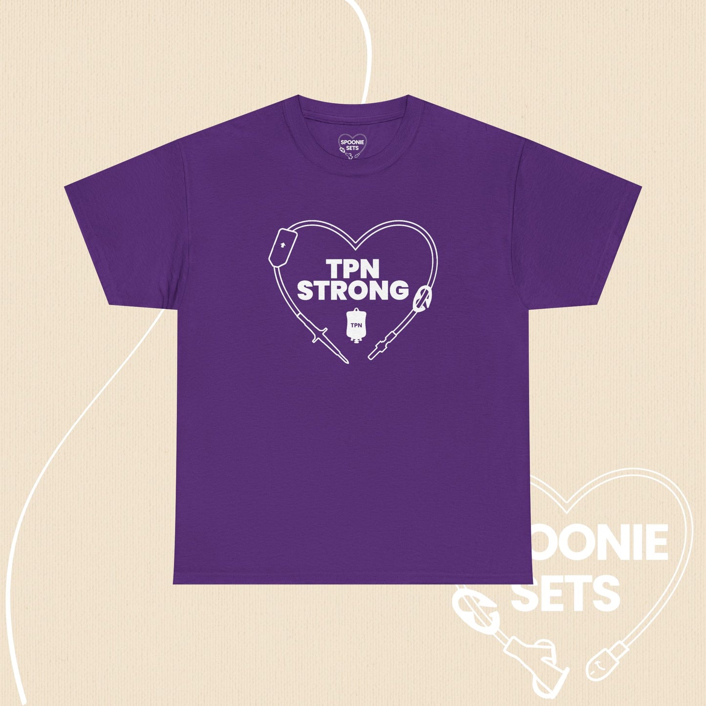 TPN Strong Heart T-Shirt: Parenteral Nutrition Awareness-T-Shirt-3-23964365053553590607-Purple-S-Spoonie Sets