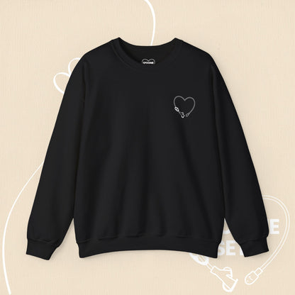 Heart Feeding Tube Sweatshirt: Medical Awareness, Chronic Illness Support-Sweatshirt-1-10616578172425140183-S-Black-Spoonie Sets