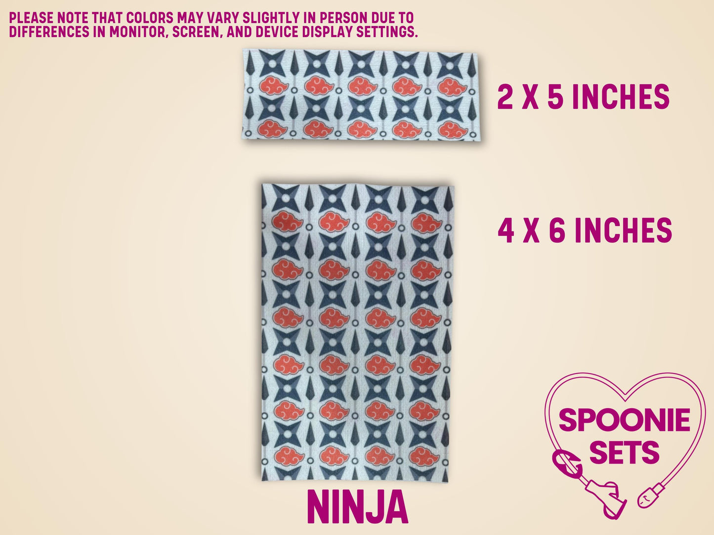 White Hypafix tubie tape with red anime clouds and dark blue geometric patterns in 2x5 and 4x6 inch sheets.