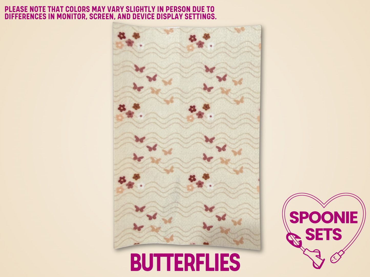 Beige hypafix tape with butterflies and flowers.