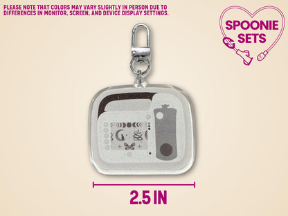Keychain with dimensions of 2.5 inches underneath