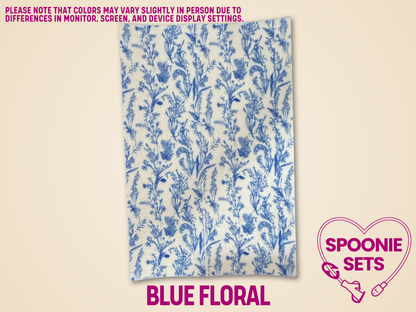 Chinoiserie blue floral Hypafix tubie tape sheet for feeding tubes and central lines.