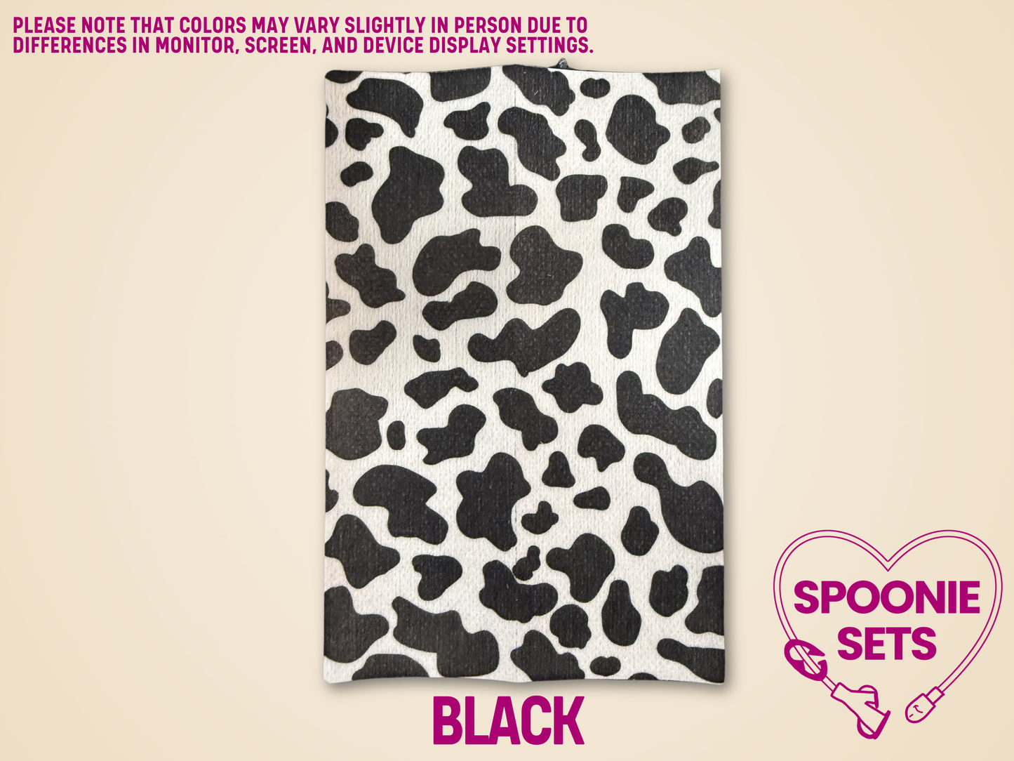 Black cow print Hypafix tubie tape sheet.