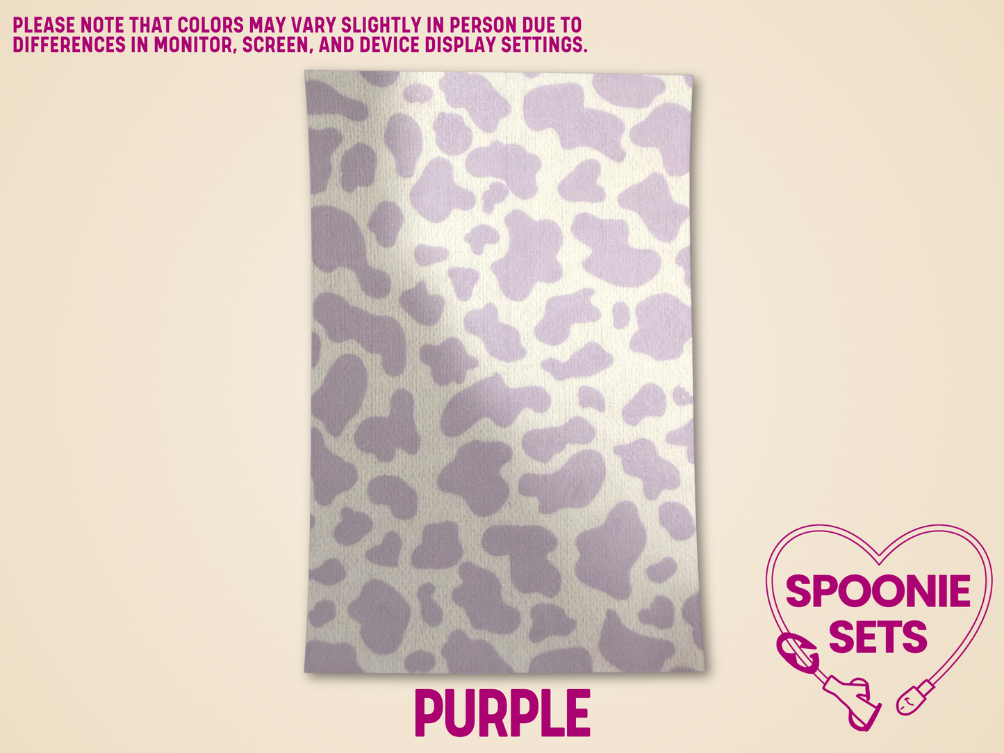 Purple cow print Hypafix tubie tape sheet.