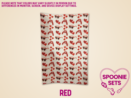 White Hypafix tubie tape with a repeating pattern of red hearts and sunglasses.