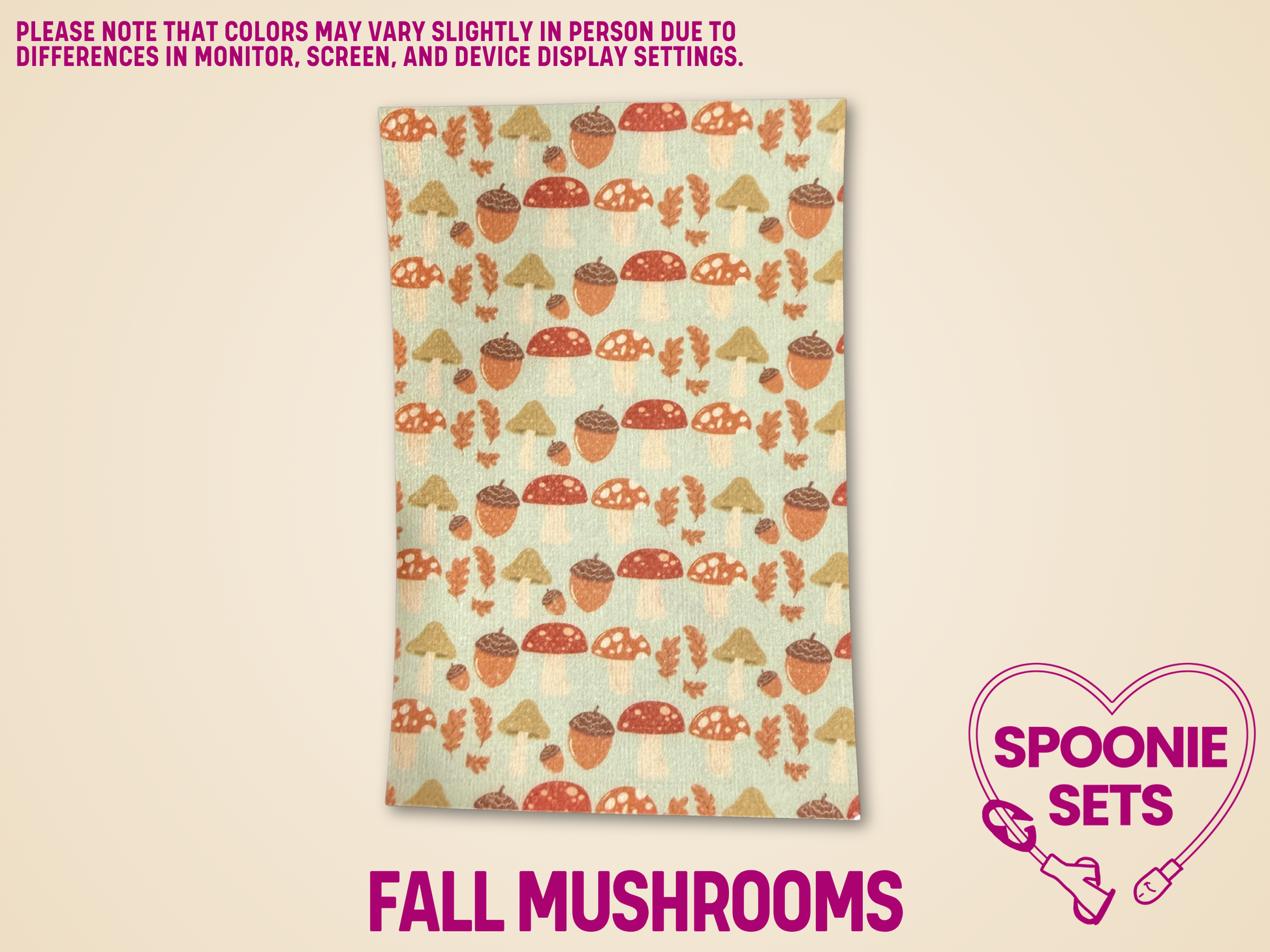 Sheet of Hypafix tubie tape with a fall mushroom design.