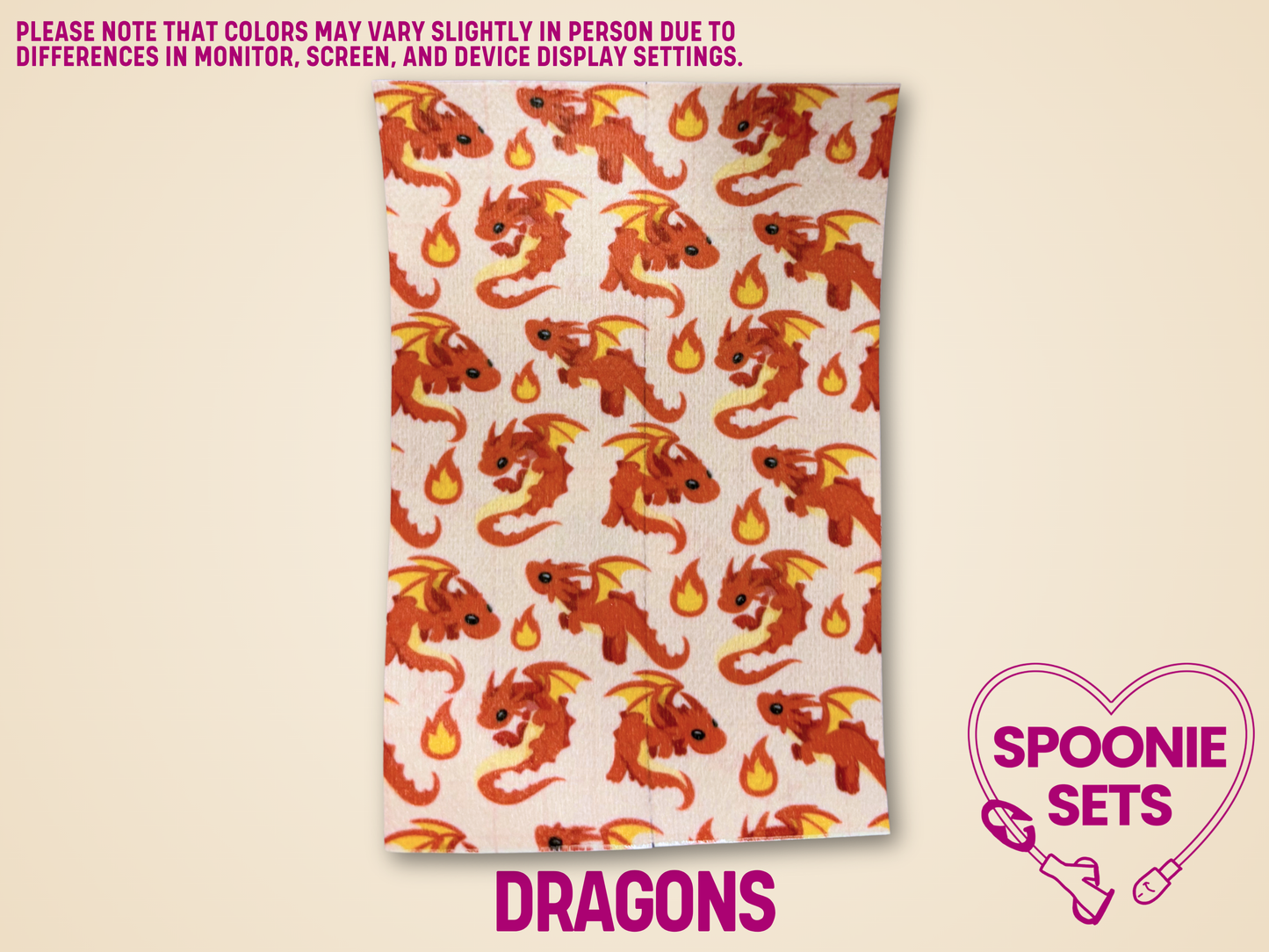 Hypafix tubie tape sheet with a repeating red dragon and flame pattern.