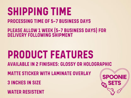 Pink "Girl Dinner" feeding tube pump holographic glitter sticker, 3" wide.