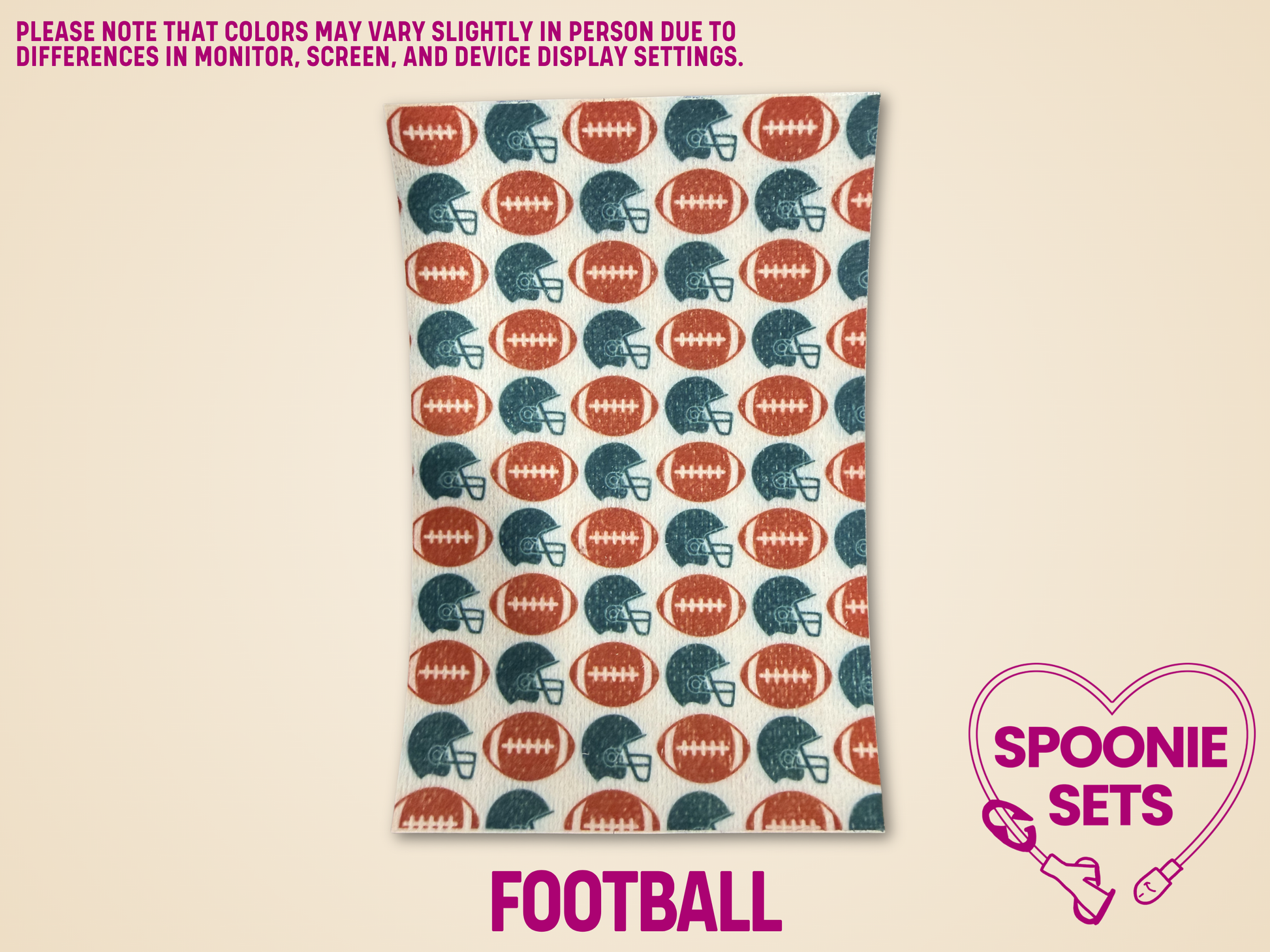 Hypafix tubie tape with repeating footballs and helmets design.